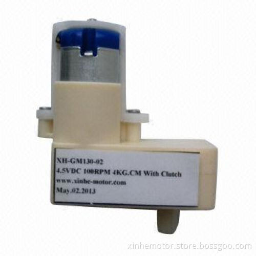 Plastic gear motor, 4.5V DC/100rpm, 4kg-cm with clutch